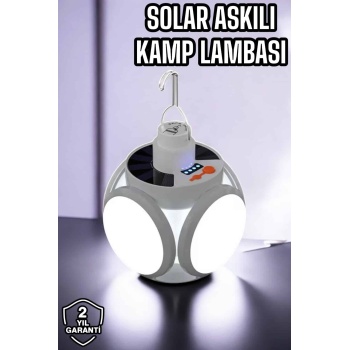 Güneş Enerjili Solar Aydınlatma Kamp Çadır Lambası Şarjlı Ampül Led Şarjlı El Feneri Işıldak - Lisinya
