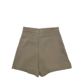 Kadın- İnce Atlas Şort Etek- Taş