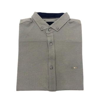 Erkek- Düz Pike Gömlek-Gri