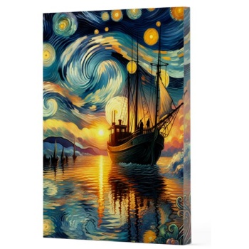 Van Gogh 2 - Gemi Çizgili Yan Boyamalı Defter