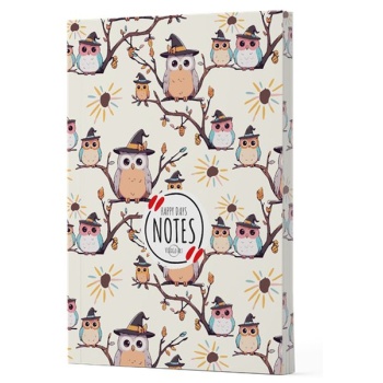 Baykuş 7 - Yan Boyamalı Çizgili Defter