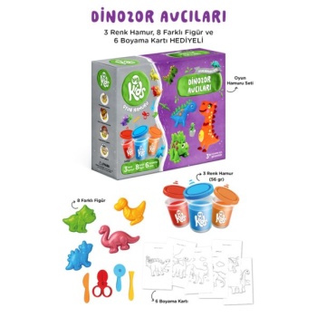 Dinozor Avcıları Oyun Hamuru Seti (17 Parça - 352 Gr)