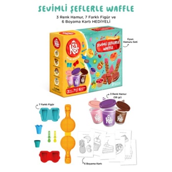 Sevimli Şeflerle Waffle Oyun Hamuru Seti (16 Parça - 340 Gr)