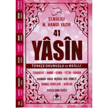 41 Yasin Çanta Boy Türkçe Okunuşlu ve Mealli Pembe Kapak