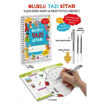 Oluklu Yazı Kitabı (anetil) / Uçan Sihirli Kalem ve Kalem Tutucu Hediyeli