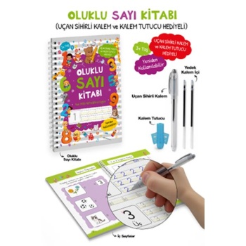 Oluklu Sayı Kitabı / Uçan Sihirli Kalem ve Kalem Tutucu Hediyeli - 3+