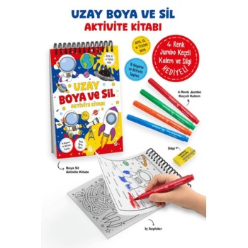 Uzay - Boya ve Sil Aktivite Kitabı / 3 Yaş +