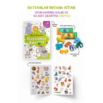 Hayvanlar Boyama Kitabı - Oyun Hamurlu - 3 Yaş +