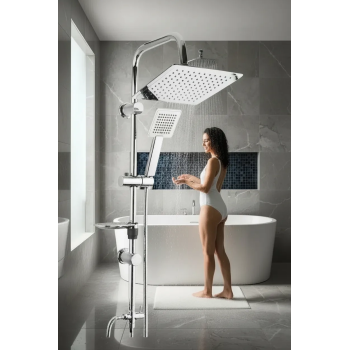 Dubai Yeni Nesil Yağmurlama Etkili Krom Duş Robotu Seti - Fonksiyonel Tepe Duş Takımı ( Lisinya )