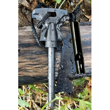 Acil Durum Magnezyum Çubuk Çakmaktaşı Hayatta Kalma Ateş Başlatıcı Çakmak Kiti Düdük Hediyeli ( Lisinya )