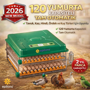 EP-120 Yumurta Kapasiteli Tam Otomatik Kuluçka Makinesi - Yeni Nesil Harici Suluklu, Dijital Nem ve Sıcaklık Göstergeli ( Lisinya )