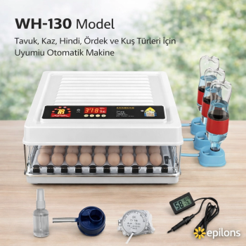 Wh-130 Kuluçka Makinesi -Tavuk Kaz Hindi Ördek ve Kuş Türleri Uyumlu Yedek Motor Hediyeli ( Lisinya )