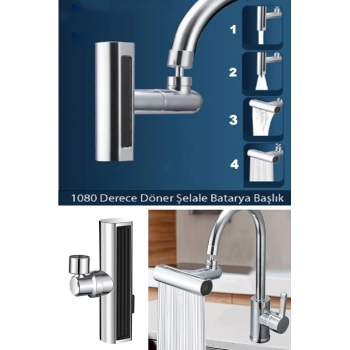 Krom Tasarruflu Şelale Musluk Başlığı 4 Modlu, Ayarlanabilir, Su Tasarrufu Sağlayan Pratik Başlık ( Lisinya )