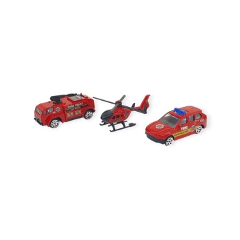 3lü İş Makinaları Road Seti - Die Cast - DS044 - İtfaiye (Lisinya)