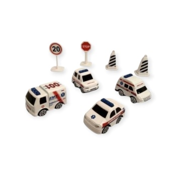 İş Makinaları 8 Parça Araç Seti - Ambulans Seti (Lisinya)
