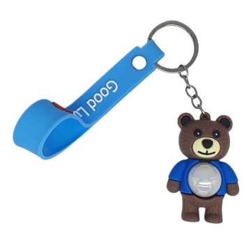 Figürlü ve Işıklı Silikon Anahtarlık -  Yogi - Mavi (Lisinya)