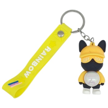 Figürlü ve Işıklı Silikon Anahtarlık -  Supe Rock - Sarı (Lisinya)