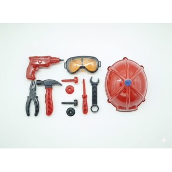Meslek Setleri - Baretli Tamir Seti 11 Parça - Kırmızı (Lisinya)