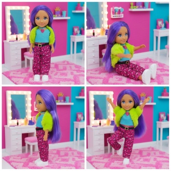 Ankiki Moda İkonu Bebek Figür 13 cm - Mor Saçlı Hip-Hop Rüzgarı (Lisinya)