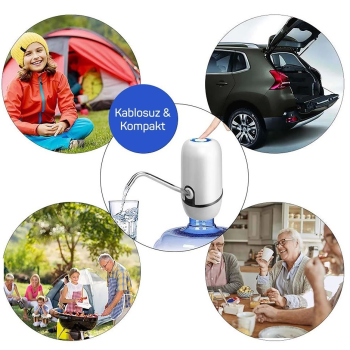 Kampta Piknikte Yazlıkta Şarjlı Damacana Otomatik Su Pompası ( Lisinya )