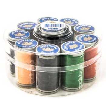 Altın Yaprak Dikiş İpliği Seti 10lu Yuvarlak Kutulu ( Lisinya )