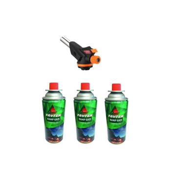 3 Kartuşlu Çakmak Pürmüz Seti - Turbo Tourch Kamp Piknik Pürmüz Seti ( Lisinya )