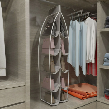 10 Gözlü Çanta Askılığı Dolap İçi Düzenleyici Organizer Askılı Çantalık ( Lisinya )