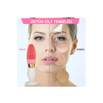 Derin Gözenek Temizliği İçin İnce Kaba Silikon Uçlu Elektrikli Yüz Temizleme Fırçası ( Lisinya )