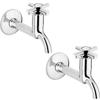 2li Artı Aç Kapa 4 Kollu Krom Çevirveli Musluk Duvardan Tek Girişli ( Lisinya )