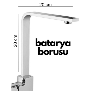 Krom Mutfak Evye Batarya İçin Köşeli Su Borusu Paslanmaz ve Eca Uyumlu 20x20 ( Lisinya )