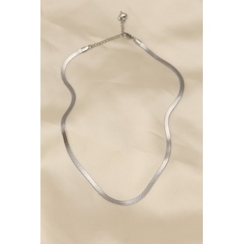 316L Çelik Silver Renk 45 cm İtalyan Zincir Model Kadın Kolye - Lisinya