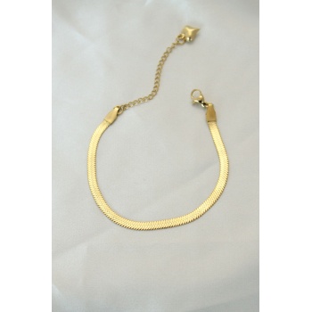 316L Çelik Gold Renk İtalyan Zincirli Bileklik - Lisinya