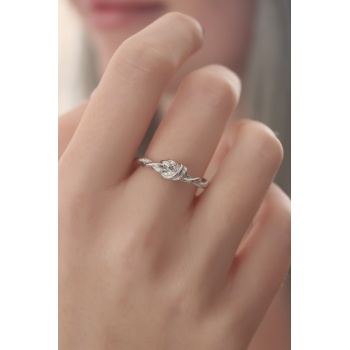 Gümüş Renk Halat Düğüm Model Kadın Yüzük - Lisinya