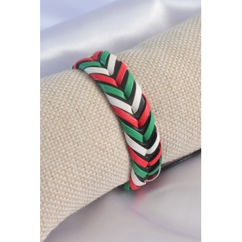 Karışık Renk İpli Deri Erkek Bileklik - Lisinya