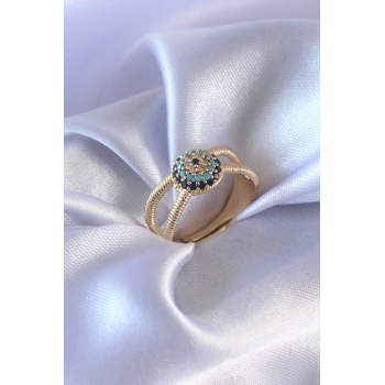 Gold Renk Nazar Boncuk Model Kadın Yüzük - Lisinya