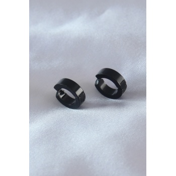 Çelik Siyah Renk Sıkıştırmalı Erkek Küpe - Lisinya