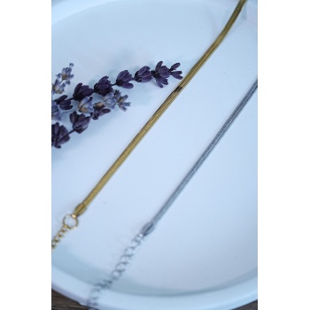 İtalyan Tasarım Çelik Çift Bileklik  Unisex Altın Gümüş Renk, Kararmaz 2 Adet