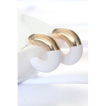 CCB Beyaz Gold Çift Renk Küpe - Lisinya