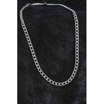 316L Çelik Kalın Klasik Zincir Model Gümüş Renk Erkek Kolye - Lisinya