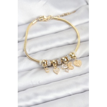Kelebek Charmlı Gold Renk Kadın Bileklik - Lisinya