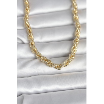 CM 14K Gold Renk Kalın Burgu Zincirli Model 60 cm Kadın Kolye - Lisinya