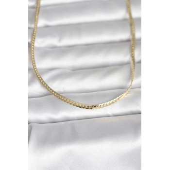 CM 14K Gold Renk Yassı Zincir Model 45 cm Kadın Kolye - Lisinya