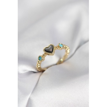 Gold Renk Hematit Taşlı Kadın Yüzük - Lisinya