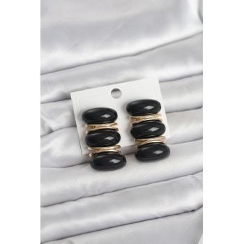 Siyah Vintage Model Gold Renk Kadın Küpe - Lisinya