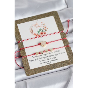 Marteniçka Bileklik 3lü Beyaz Mineli Kalp Model - Lisinya