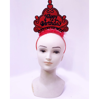 Happy Birthday Neon Kırmızı Renk Doğum Günü Tacı 24x15 Cm - Lisinya