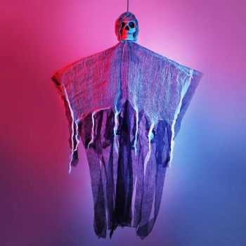 Ürpertici Kuru Kafa Korku Hayalet Saçaklı Dekor 90x50 Cm - Lisinya