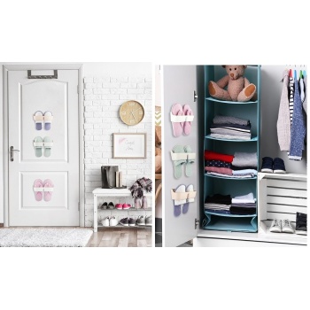 Banyo Terlik Tutucu - Kapı Arkası Pratik Raf - Terlik Tutucu Gri - Lisinya