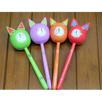 Ahşap Kedi Marakas Tekli Polos:29 - Lisinya