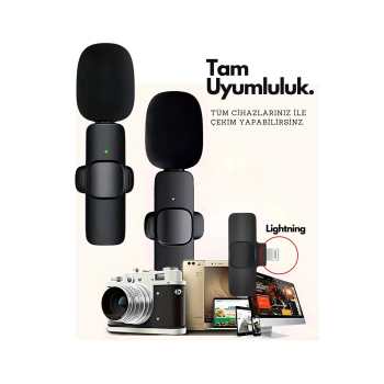 Type-C Çiftli Kablosuz Yaka Mikrofon Seti Telefon Vlog Canlı Yayın TikTok YouTube Uyumlu ( Lisinya )